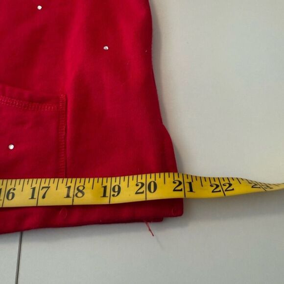 Quacker Factory Red & Navy Hooded Zip Sweatshirt with Crystal Beading Sz S - Picture 12 of 14